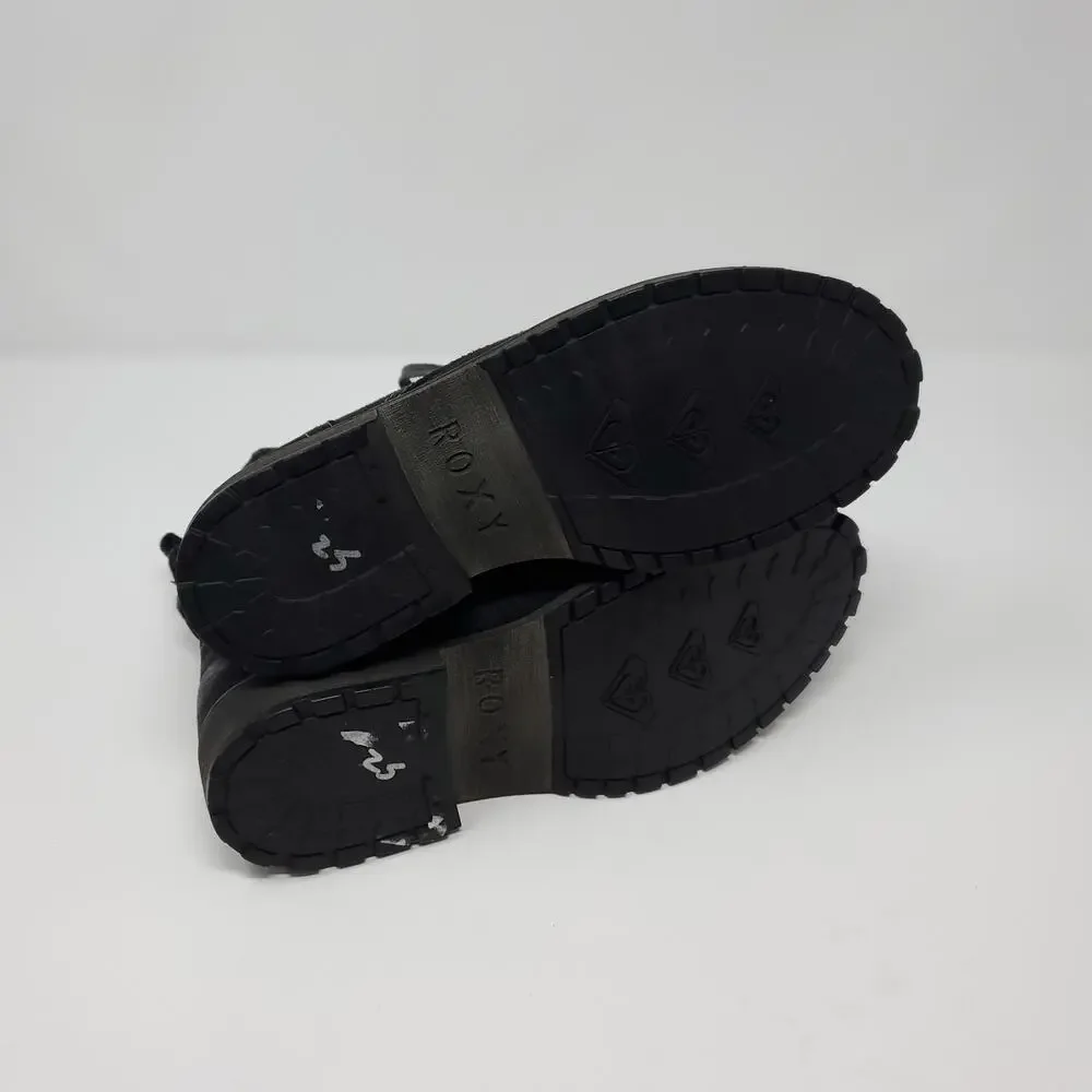 Roxy RG Bowman - Lace-up Faux Leather Boots in Black Size 3